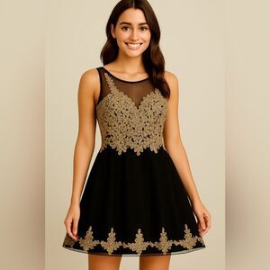 Exquisite Gold & Black Dress